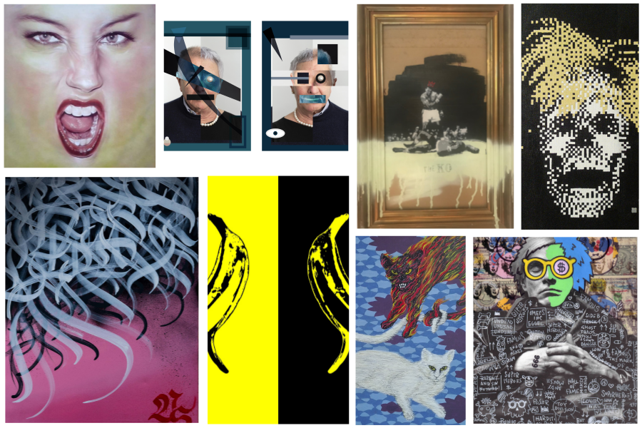 Oltre 60 opere, tra cui figurano i soggetti più famosi di Andy Warhol, come Marilyn e la Gioconda. In calendario anche opere e performance di otto artisti: Francesco Amorosino, Biodpi, Cancelletto(#), CipStrega, Ex-Voto, Krayon, Beniamino Leone, coordinati da omino71