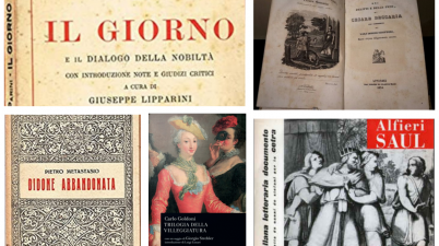 I capolavori della letteratura italiana del Settecento: il Giorno di Parini, la trilogia della villeggiatura di Goldoni, La Didone abbandonata di Metastasio, il Saul di Alfieri, Dei delitti e delle pene di Beccaria