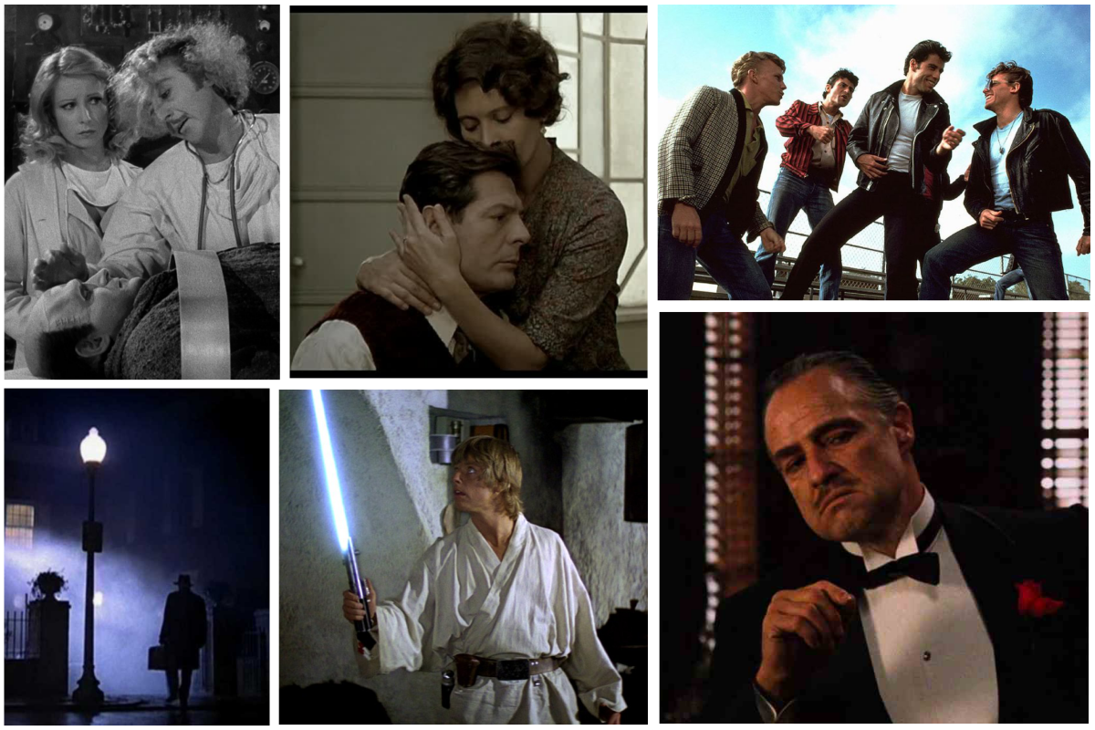 Il Padrino, Frankestein Junior, L'esorcista, Star Wars, Una giornata particolare e Grease