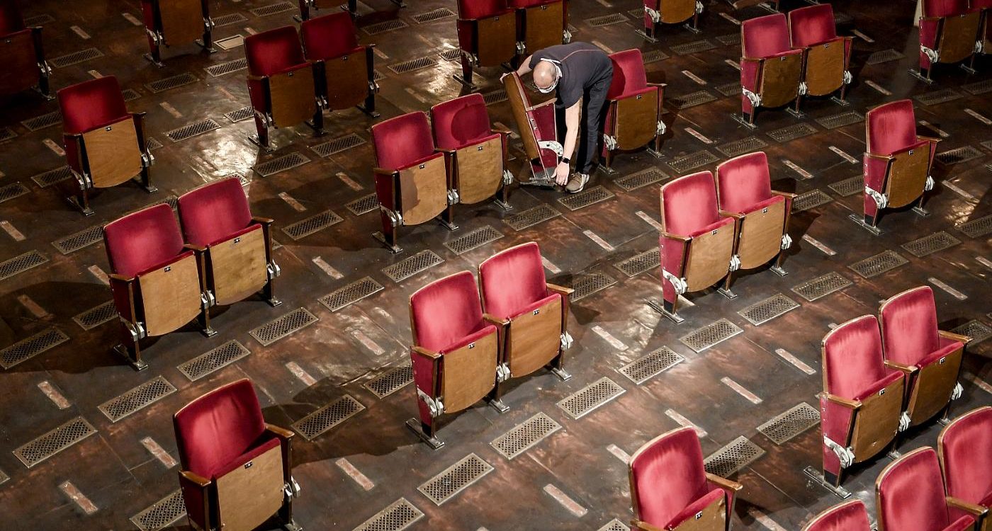 La foto è stata al Berliner Ensemble, a Berlino, distanziamento sociale