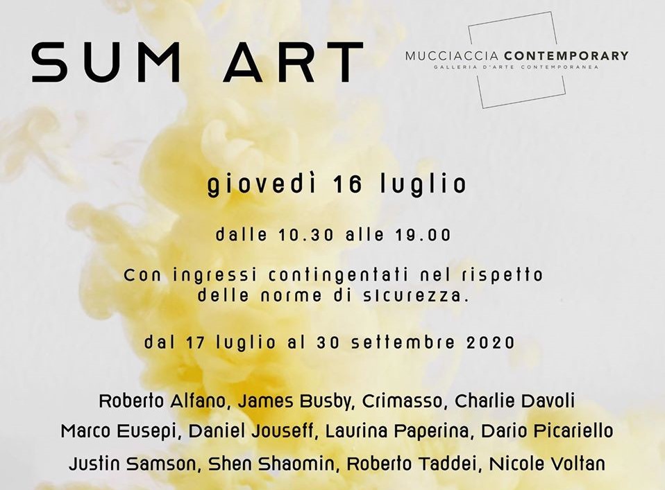 Apre oggi sino al 30 settembre, presso Mucciaccia Contemporary di Roma, la collettiva Sum Art. Tra gli artisti James Busby, Daniel Jouseff, Justin Samson, Shen Shaomin e la più giovane Nicole Voltan…