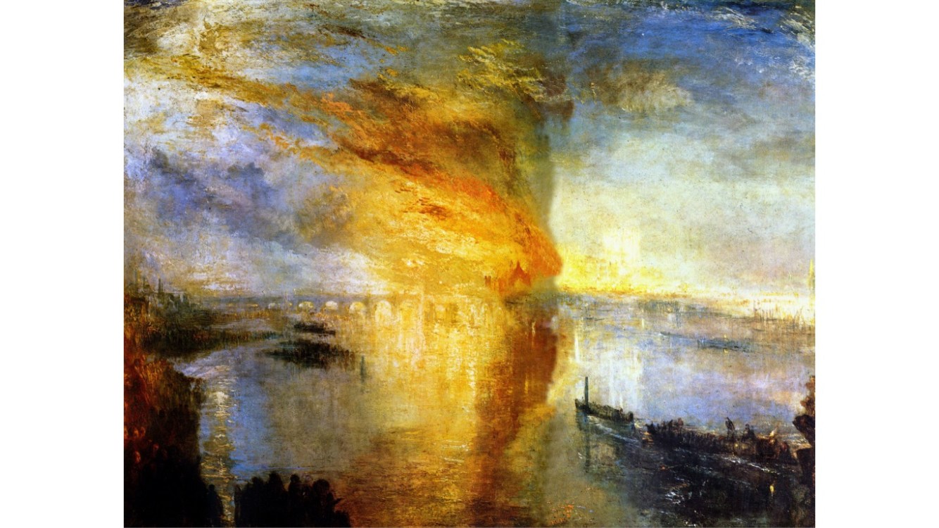 Il dipinto del 1835: L'Incendio delle Camere dei Lord e dei Comuni di William Turner