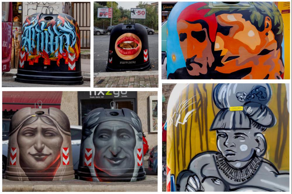 Gallerie d'Arte Urbana, la street art omaggia Dante sulle campane di vetro dell'Aurelio