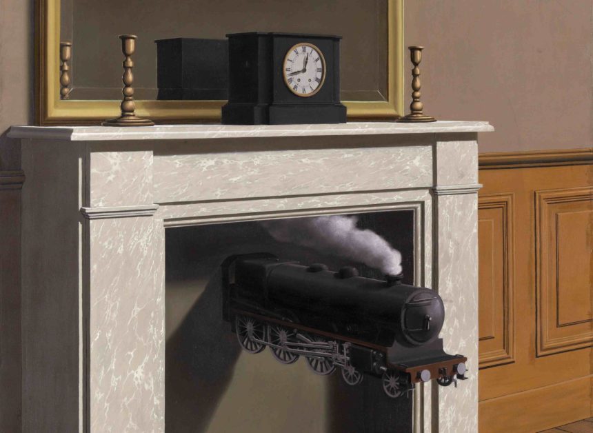 Il dipinto del 1938 - La locomotiva de "La durata trafitta" di René Magritte