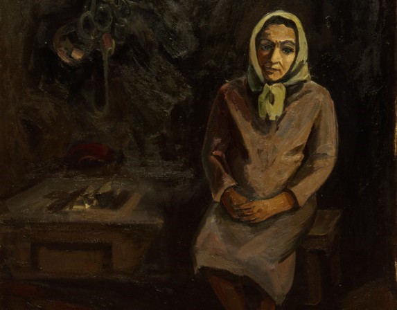 Il dipinto del 1966 – “Lunga attesa di una valtellinese” di Attilio Alfieri