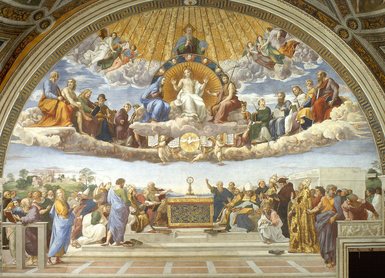 Il dipinto del 1509 - "La disputa del sacramento", l'ode alla teologia di Raffaello